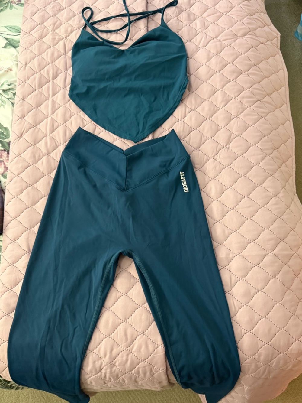 Teal Active Leggings and Crop Top Set - Diosa Fit
